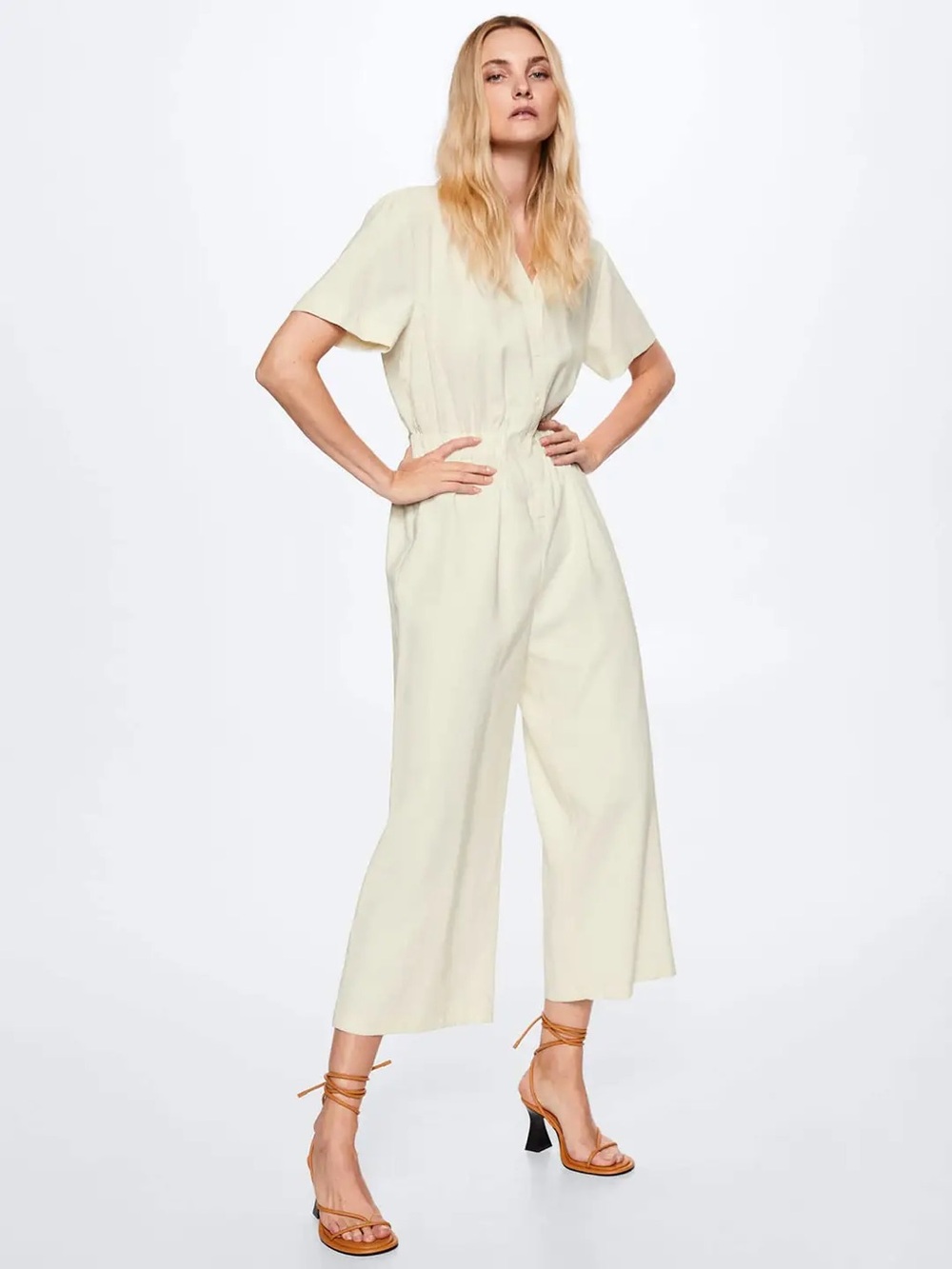 Mango MNG Minimalist Wide Leg Jumpsuit size Medium